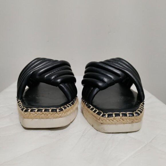 Vince Camuto Melysa Leather Slip Op Crossband Boho Slide Sandals Black 8M/39 - Picture 3 of 9
